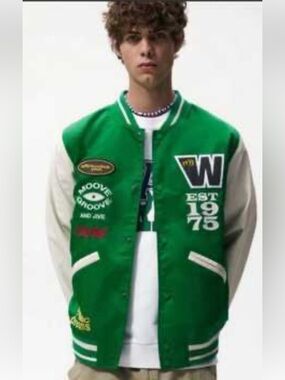 Zara Varsity Men’s Jacket,Embroidered patch  block core Size Medium